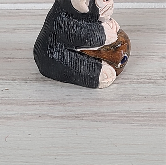 Miniature Mini Clay Monkey Chimpanzee Figurine Handmade Carved Marked Folk Art - Picture 4 of 7